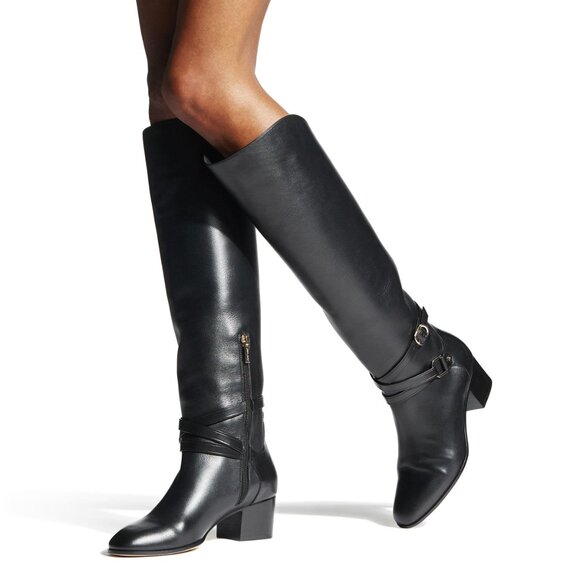 NEW JIMMY CHOO Huxlie 45mm Leather Boots - Work to Weekend - Picture 2 of 16